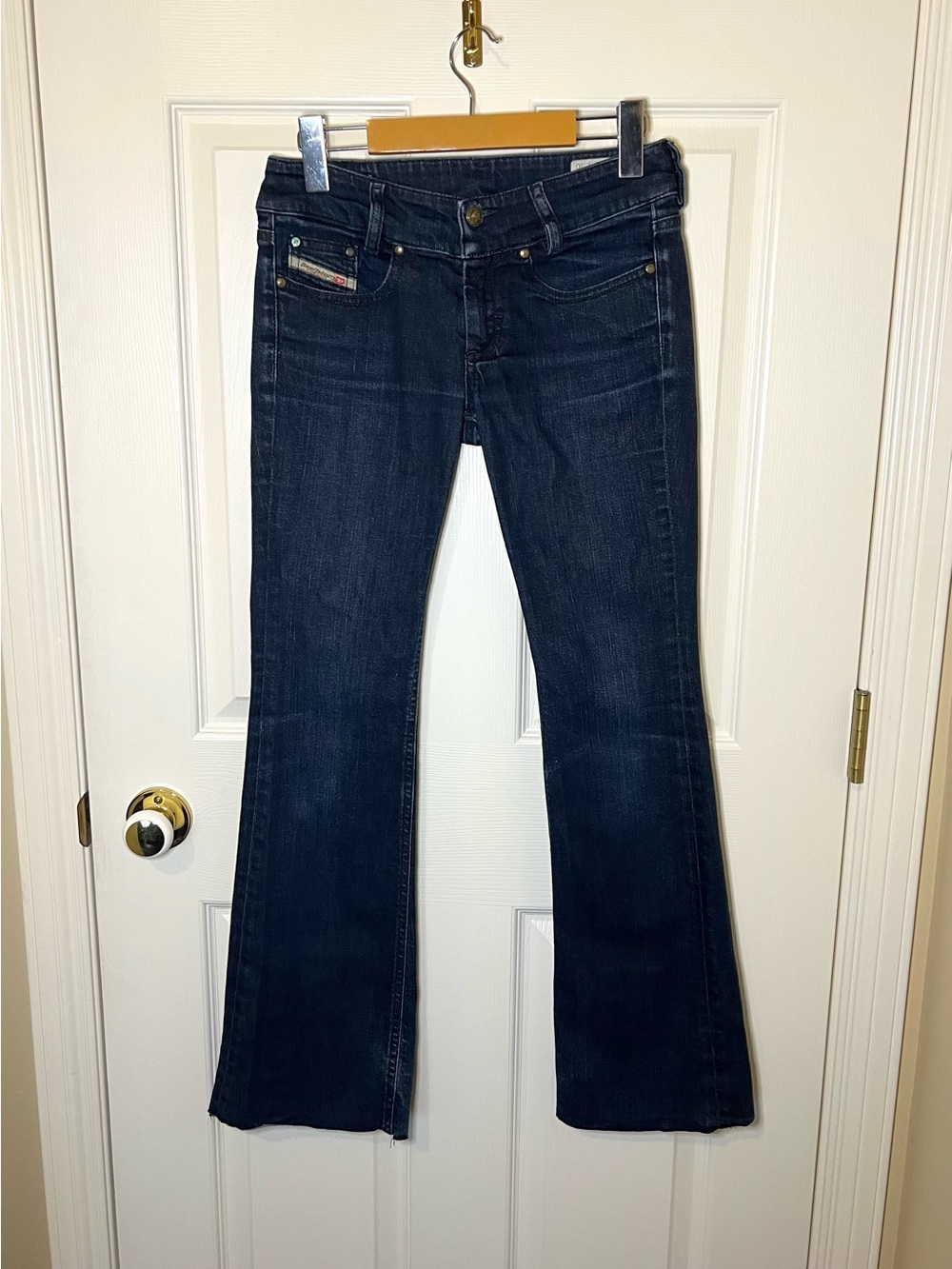 Diesel Dark Blue Low Rise Short Length Flare Jeans